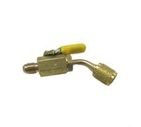 HpLive Adaptador de válvula de bola de latón 1/4" SAE-LH a rosca exterior de 1/4" para R32 y R454A/B/C, conexión de precisión (amarillo)