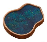 HpLive Bandeja de té de madera maciza de nogal tallada a mano estilo chino con superficie impermeable para ceremonias del té (A)