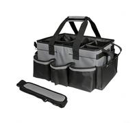 HpLive Bolsa de limpieza, organizador grande con asa estable y correa de hombro ajustable, tejido impermeable con inserto de PVC (gris)