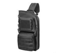 HpLive Bolso en el pecho, bolso de hombro para hombre con sistema Molle, suspensión lateral y bolsillo superior con cierre de gancho (negro)