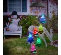 HpLive Carillón de viento solar que cambia de color con LED, diseño de árbol de Navidad, resistente a la intemperie, para jardín, terraza y decoración festiva (carcasa negra)