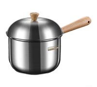 HpLive Cazo para leche de 400 ml/800 ml de acero inoxidable 304 con tapa, mango de madera de haya, distribución uniforme del calor para calentar leche, sopas (800 ml)