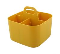 HpLive Cesta de almacenamiento apilable con asa, caja organizadora versátil de plástico para oficina y hogar, pies antideslizantes, bandeja separadora extraíble, diseño moderno, 16,5 x 16,5 x 10,5