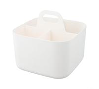 HpLive Cesta de almacenamiento apilable con asa, caja organizadora versátil de plástico para oficina y hogar, pies antideslizantes, bandeja separadora extraíble, diseño moderno, 16,5 x 16,5 x 10,5