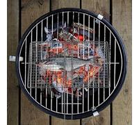 HpLive Cesta para barbacoa de pescado, cesta para barbacoa, bandeja para pescado y carne, con mango largo y cierre de seguridad, apto para lavavajillas, 24 x 35 cm hasta 24 x 39 cm (barra vertical de