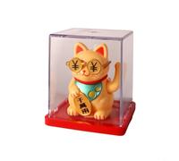 HpLive Figura solar de gato de la suerte, gato agitando coche para decoración, decoración de mesa con energía solar, agitando automáticamente sin pilas, diseño de plástico resistente, 7 x 6 x 5,5 cm