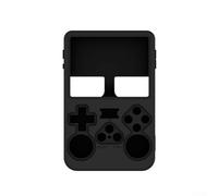 HpLive Funda de silicona para consola de juegos R36S, funda antideslizante y resistente a los golpes con correa de transporte, funda de silicona suave para consola de mano retro (negro)