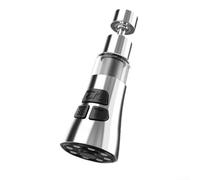 HpLive Grifo de filtro de agua para fregadero de acero inoxidable con función giratoria de 360°, 3 tipos de chorro contra salpicaduras, compatible con grifos redondos estándar (plata)