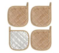 HpLive Juego de 4 manoplas para horno, resistentes al calor, hasta 204 °C, con mango antideslizante, adecuados como posavasos o alfombrilla (4 unidades caqui)