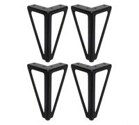 HpLive Juego de 4 patas para muebles, patas de mesa de repuesto, patas de muebles de hierro, 15 cm de altura, con almohadillas antideslizantes y diseño hueco triangular para camas, sofás (negro)