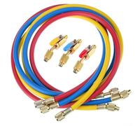 HpLive Kit de manguera HVAC tricolor con válvula de bola compacta para refrigeración de aire acondicionado R410A R134A de 1/4" de aleación de latón de 1,5 m y 1,8 m (A)