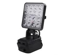 HpLive Lámpara de trabajo portátil con 16 LED para batería de ion de litio de 18 V, con puerto de carga USB para dispositivos móviles, para taller, exterior e iluminación de campo