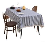 HpLive Mantel Rectangular, a Rayas, Con Encaje, Diseño Japonés Para Comedor, Resistente a las arrugas, Fácil de Cuidar, Mezcla de Poliéster y Algodón, 55 x 55 Pulgadas De Hasta 55 x 86,6 Pulgadas (55