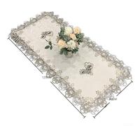 HpLive Mantel rectangular de encaje de tela, a prueba de polvo, diseño elegante para salón, mesa de comedor, escritorio (60 x 120 cm)