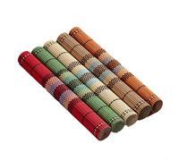 HpLive - Manteles Individuales de bambú de 5 Piezas, Tejido Acanalado, Lavable, Antideslizante, 17,7 x 11,8 Pulgadas (Colores aleatorios)