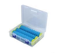 HpLive Organizador de sedal de pesca, 12 ranuras con carrete de cuerda, compartimento de EVA con caja grande de polipropileno transparente (3 azul)