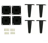 HpLive Patas cónicas de metal para muebles, 15 cm, acero macizo, negro (C*4)