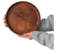 HpLive Plato redondo de madera de nogal, cuenco hecho a mano para frutas y aperitivos con superficie lacada vegetal, vajilla de madera (25 cm)