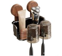 HpLive Portacepillos de dientes absorbente con bandeja de almacenamiento, montaje en pared sin taladros, para organización de baño, para cepillo de dientes eléctrico (B)