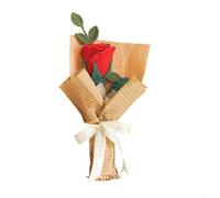 HpLive Ramo de rosas artificiales tejido a mano, hilo de algodón, flores artificiales, rosas, crochet (rojo)