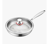 HpLive Sartén de titanio para freír, sartén con tapa, utensilios de cocina para inducción y gas, superficie antiadherente martillada, aleación duradera, construcción ligera, fácil limpieza, (22 cm con
