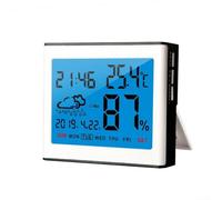 HpLive Termómetro e higrómetro digital para interiores, estación meteorológica con gran pantalla LCD, hora y fecha, montaje en mesa o pared, color blanco (blanco)