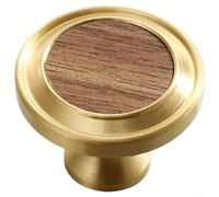 HpLive Tirador de muebles de latón de madera, pomo de cajón retro, tirador de puerta antiguo, hardware de un solo agujero para armario y cómoda, construcción duradera y aspecto elegante, combinación