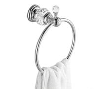 HpLive Toallero de anillo para baño, toallero de cristal, soporte de pared, para accesorios de baño premium, aleación de zinc de alta calidad, construcción robusta, fácil montaje de taladro, (plata)