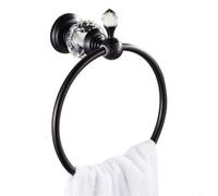 HpLive Toallero de anillo para baño, toallero de cristal, soporte de pared, para accesorios de baño premium, aleación de zinc de alta calidad, construcción robusta, fácil montaje de taladro, (negro)