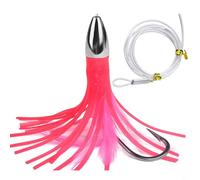 HpLive Trolling Skirt Cebo con Cabeza de Aleación de Zinc 15cm para Atún Mahi Marlin Equipado con Anzuelos Pesca Gran Juego Offshore Natación Viva 4 Colores (C)