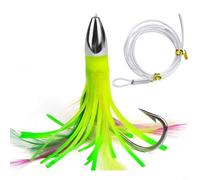 HpLive Trolling Skirt Cebo con Cabeza de Aleación de Zinc 15cm para Atún Mahi Marlin Equipado con Anzuelos Pesca Gran Juego Offshore Natación Viva 4 Colores (D)