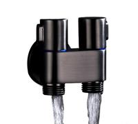 HpLive Válvula de ángulo de doble control, grifo de lavadora de doble control G1/2 1 entrada 2 salidas con mango de metal e interruptor giratorio (negro)