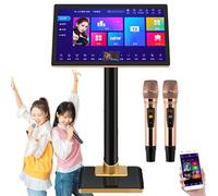 HpLNDas 21.5 Inch Touch Screen Karaoke Machine with 2 Reverb Wireless Microphone, Support Phone App, WeChat and Voice Assistant,1.1 Million Cloud Download Songs, for Home, Bar 2T