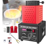 HpLNDas 5000W Electric Gold Melting Furnace, 1600℃/2912℉ Digital Metal Melting Furnace Machine with 1/2/3KG Graphite Crucible, Casting Time 3-5 Minutes, for Gold, Silver, Aluminum and Copper Red-1kg
