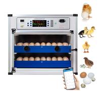 HpLNDas Incubadora De 136/204/372/340 Huevos con Volteador AutomáTico Y AdicióN AutomáTica De Agua, Control De Humedad Y Temperatura, FuncióN WiFi, Osciloscopio Integrado, para Aves De Corral 136Eggs