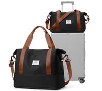 HPLQQ Bolsa de Viaje 40x20x25 Ryanair Bolsa Equipaje de Mano 40x30x20 de Fin de Semana de Deporte Mujer Impermeable Bolsa Gimnasio Bolso Maternidad Hospital con Capacidad Expandible,A04-Marrón Negro