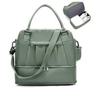 HPLQQ Bolsa de Viaje 40x20x25 Ryanair Equipaje de Mano Bolsa de Fin de Semana de Deporte Mujer con Compartimento para Zapatos Impermeable Bolsa Gimnasio Bolso Maternidad Hospital,O3-Verde Militar