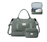 HPLQQ Bolsa de Viaje 40x20x25 Ryanair Equipaje de Mano Bolsa de Fin de Semana de Deporte Mujer Impermeable Bolsa Gimnasio Bolso Maternidad Hospital con Neceser,N2-Verde Militar