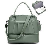 HPLQQ Bolsa de Viaje 40x30x20 Ryanair Equipaje de Mano Bolsa de Fin de Semana de Deporte Mujer con Compartimento para Zapatos Impermeable Bolsa Gimnasio Bolso Maternidad Hospital,D03-Verde Militar