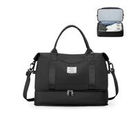 HPLQQ Bolsa de Viaje 40x30x20 Ryanair Equipaje de Mano de Fin de Semana de Deporte Mujer con Compartimento para Zapatos Bolsa Gimnasio Bolso Maternidad Hospital,A02-Negro