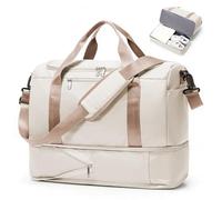 HPLQQ Bolsa de Viaje 40x30x20 Ryanair Equipaje de Mano de Fin de Semana de Deporte Mujer con Compartimento para Zapatos Bolsa Gimnasio Bolso Maternidad Hospital,D03-Beige Marr贸n