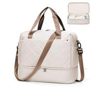 HPLQQ Bolsa de Viaje 40x30x20 Ryanair Equipaje de Mano de Fin de Semana de Deporte Mujer con Compartimento para Zapatos Bolsa Gimnasio Bolso Maternidad Hospital,H01-Beige-Marrón