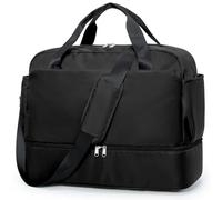 HPLQQ Bolsa de Viaje 45x36x20 Easyjet Equipaje de Mano Bolsa de Fin de Semana de Deporte Mujer con Compartimento para Zapatos Impermeable Bolsa Gimnasio Bolso Maternidad Hospital,C02-Negro