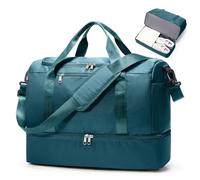 HPLQQ Bolsa de Viaje 45x36x20 Easyjet Equipaje de Mano Bolsa de Fin de Semana de Deporte Mujer con Compartimento para Zapatos Impermeable Bolsa Gimnasio Bolso Maternidad Hospital,D04-Azul Pavo Real