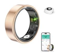 HPLSZCN Anillo Inteligente para Hombre y Mujer con Estuche de Carga, Modo multideportivo, podómetro, frecuencia cardíaca, SpO2, sueño, Resistente al Agua IP68, Monitor (Oro Rosa, 9)