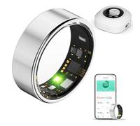 HPLSZCN Anillo Inteligente para Hombre y Mujer con Estuche de Carga, Modo multideportivo, podómetro, frecuencia cardíaca, SpO2, sueño, Resistente al Agua IP68, Monitor (Plateado, 7)