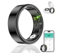 HPLSZCN Anillo inteligente para hombres y mujeres con caja de carga, modo multideporte, frecuencia cardíaca, SpO2, sueño, IP68 impermeable, seguimiento de actividad física, Android iOS, talla 8, negro
