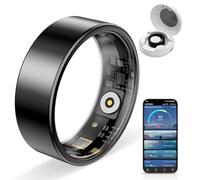 HPLSZCN Anillo Inteligente, rastreador de Actividad física con frecuencia cardíaca, oxígeno en Sangre, estrés, monitoreo del sueño, Seguimiento de Pasos, Resistente al Agua hasta 10 ATM (Negro, 7)