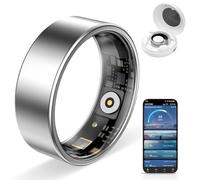 HPLSZCN Anillo Inteligente, rastreador de Actividad física con frecuencia cardíaca, oxígeno en Sangre, estrés, monitoreo del sueño, Seguimiento de Pasos, Resistente al Agua hasta 10 ATM (Plata, 7)