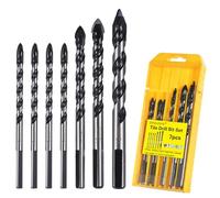 HPMAISON 7 Piezas Juego de brocas con punta de carburo de tungsteno para azulejos, porcelana, cerámica, hormigón, ladrillo, vidrio, plástico y madera,6,6,6,6,8,10,12mm